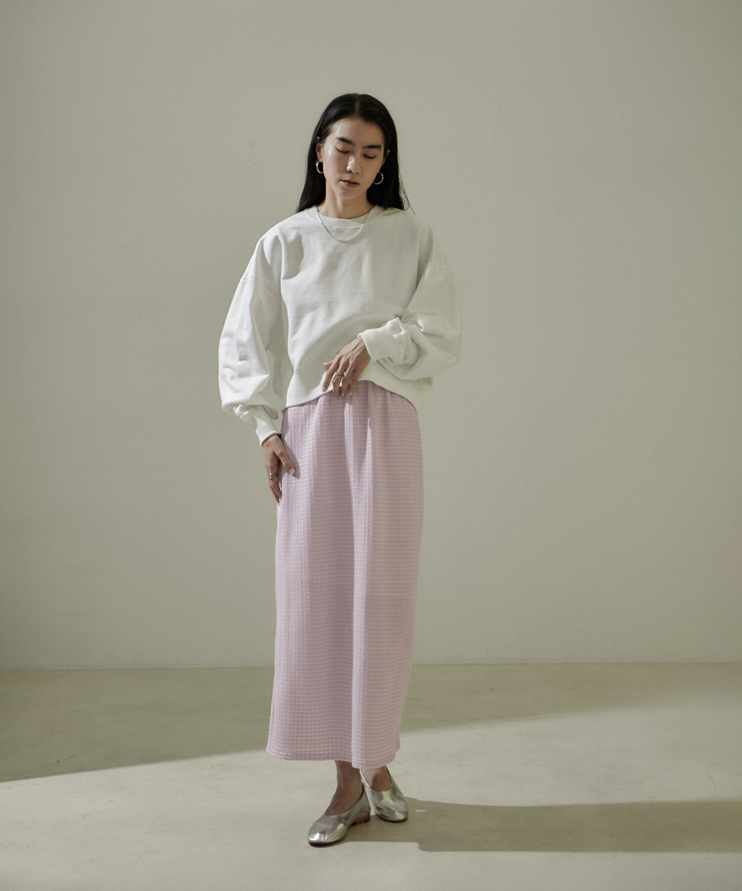 SALON adam et rope'「KINANシャーリングジャガードタイトスカート【セットアップ対応・洗える】」|スカート|