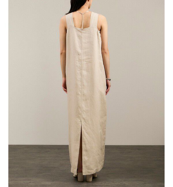 SALON adam et rope'「リネンツイルスクエアーネックジャンパースカート」|ワンピース|
