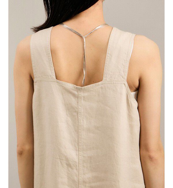 SALON adam et rope'「リネンツイルスクエアーネックジャンパースカート」|ワンピース|