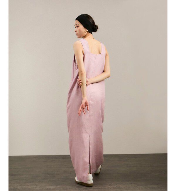 SALON adam et rope'「リネンツイルスクエアーネックジャンパースカート」|ワンピース|ピンク(63)