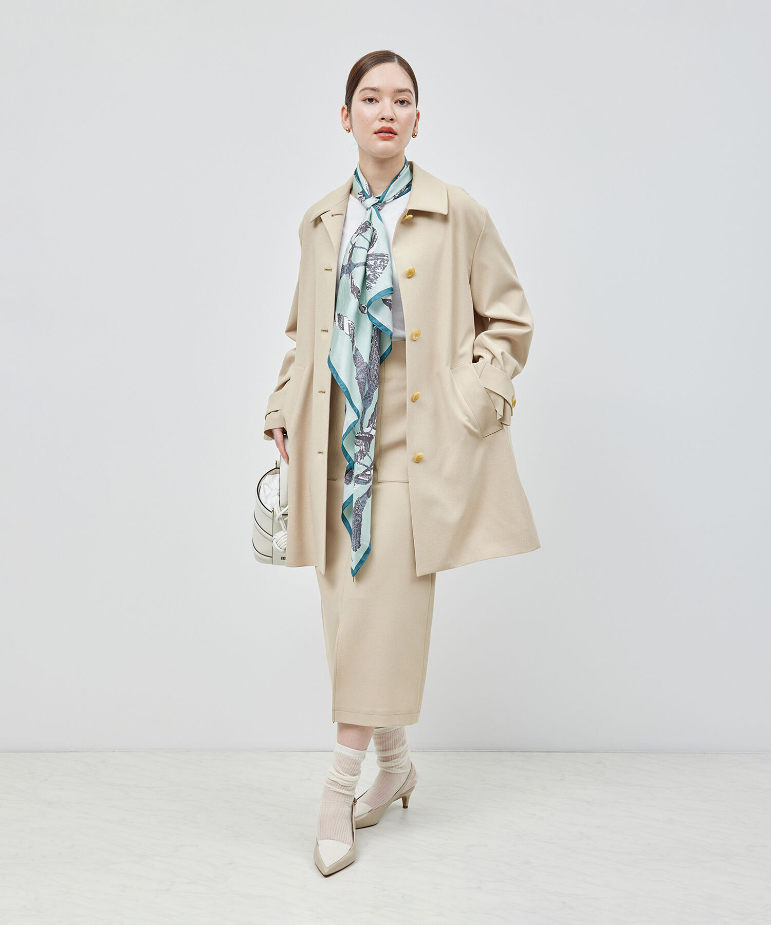 ROPE「ミドル丈ステンカラーコート《軽量・しわになりにくい・ストレッチ素材》」|ステンカラーコート|