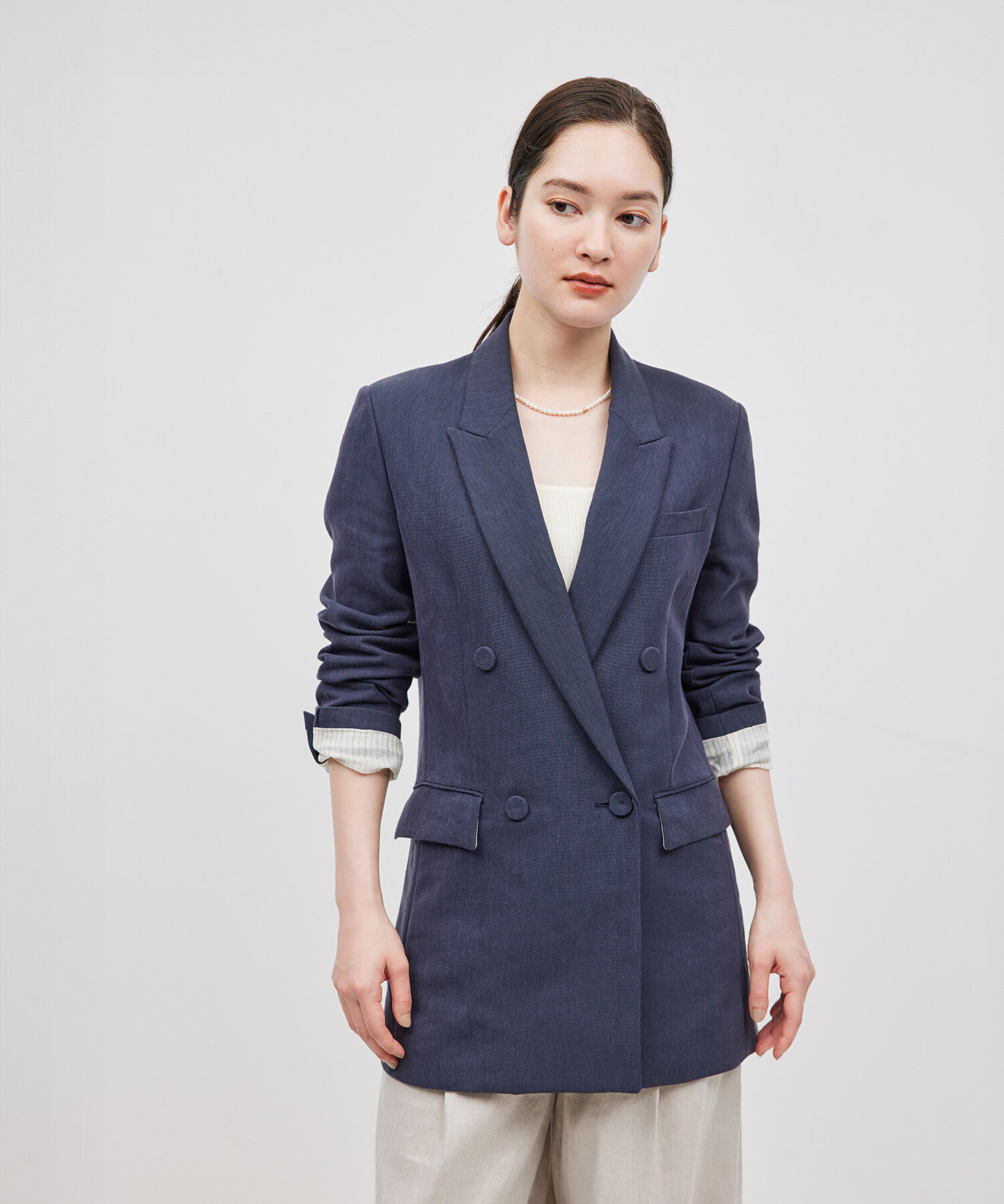 ROPE「ヘビーリネン ダブルジャケット」|テーラードジャケット|