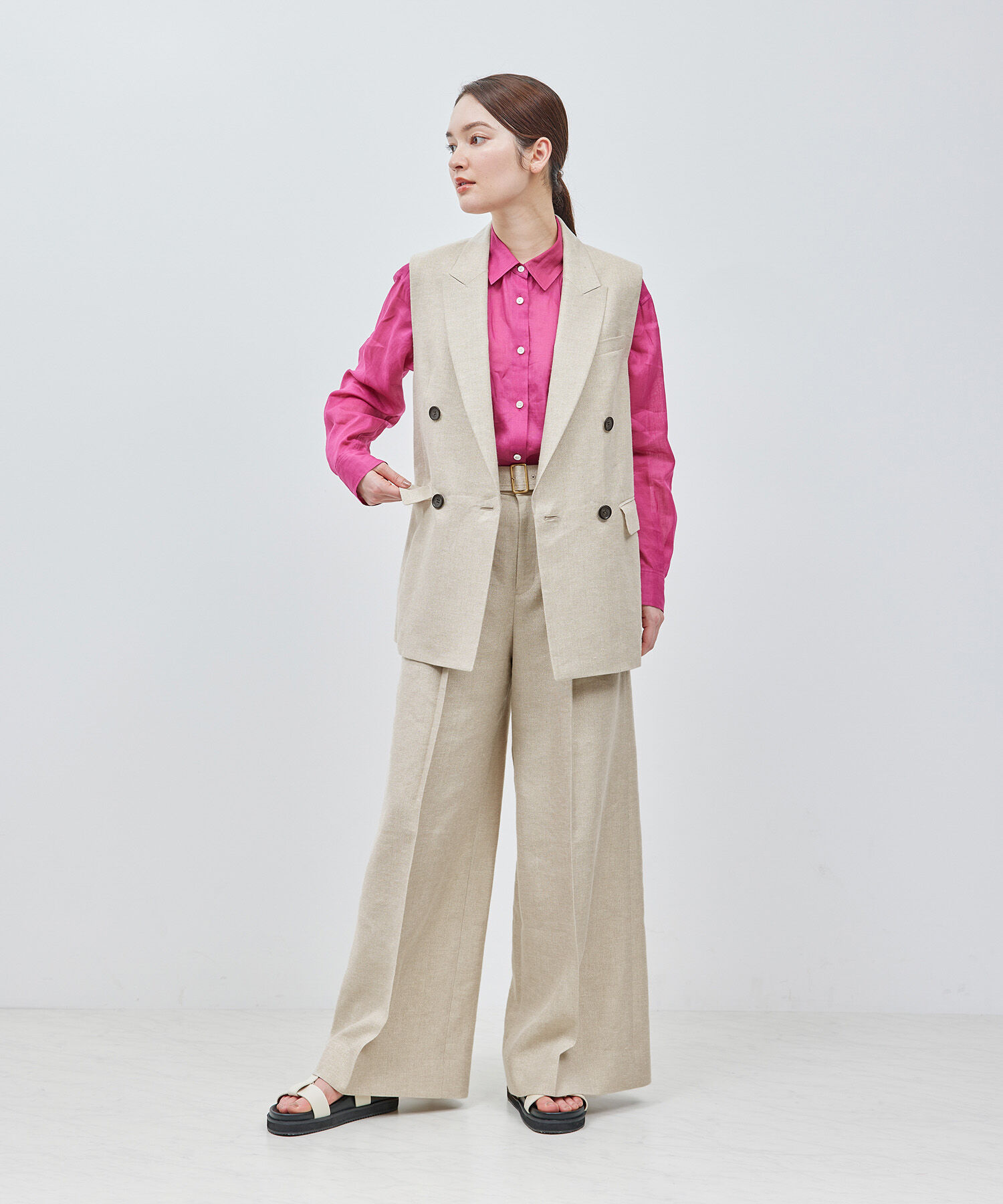 ROPE「タックワイドパンツ（ラメ/無地）【セットアップ対応】【雑誌掲載】【メディア掲載】」|その他|