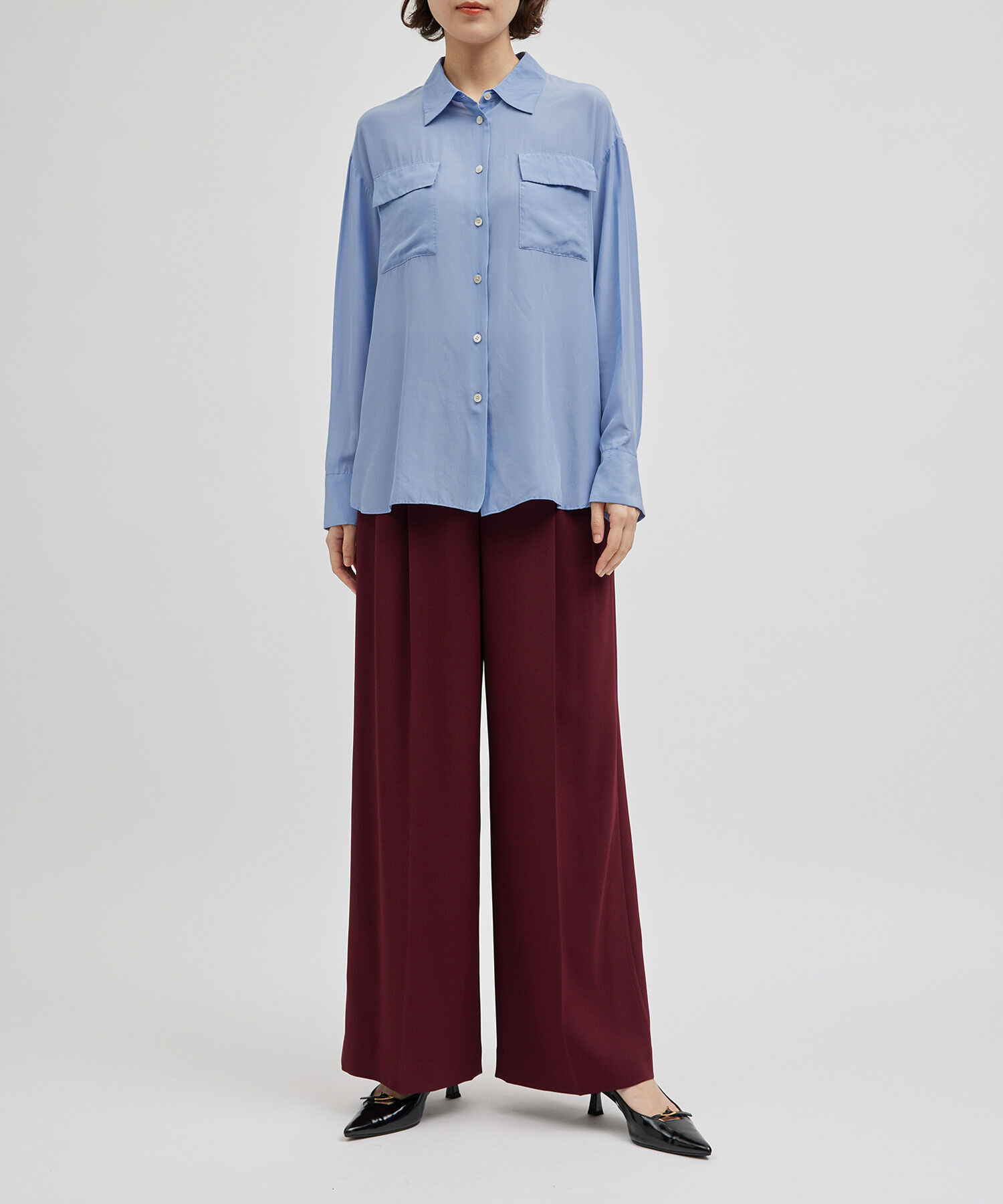 ROPE「シルクレーヨンデシンシャツブラウス」|シャツ・ブラウス|