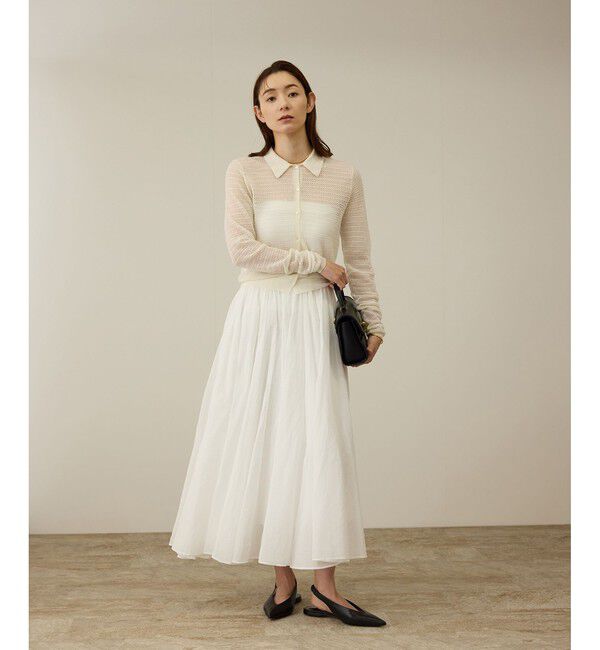 ROPE「透かし編み ニット ポロカーディガン」|カーディガン|