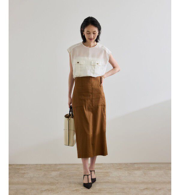 ROPE「【洗える】サファリ シアーブラウス」|シャツ・ブラウス|