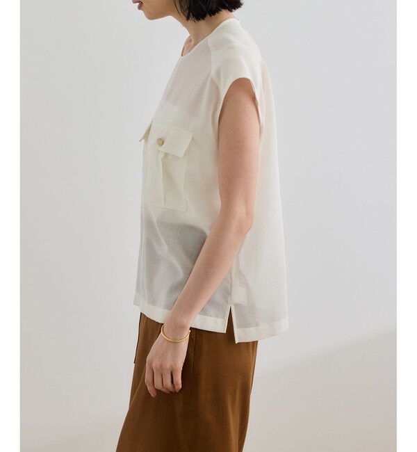 ROPE「【洗える】サファリ シアーブラウス」|シャツ・ブラウス|