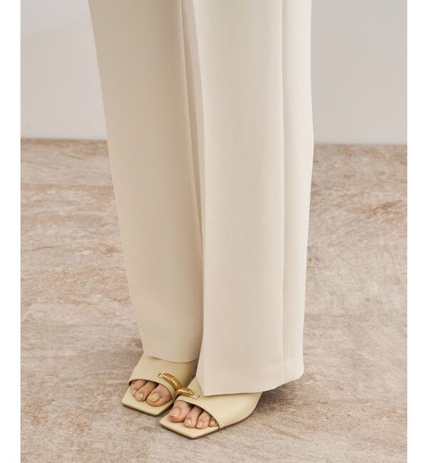 ROPE「【洗える】バックサテンセミフレアパンツ【WEB・一部店舗限定】」|チノ|