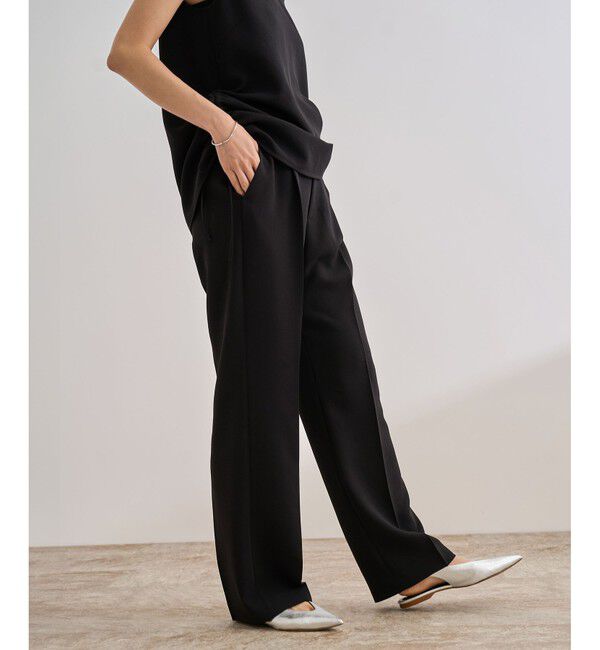 ROPE「【洗える】バックサテンセミフレアパンツ【WEB・一部店舗限定】」|チノ|