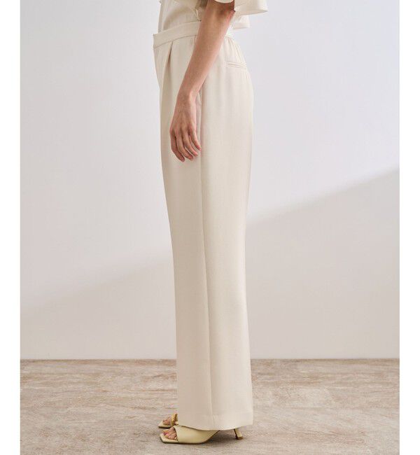 ROPE「【洗える】バックサテンセミフレアパンツ【WEB・一部店舗限定】」|チノ|