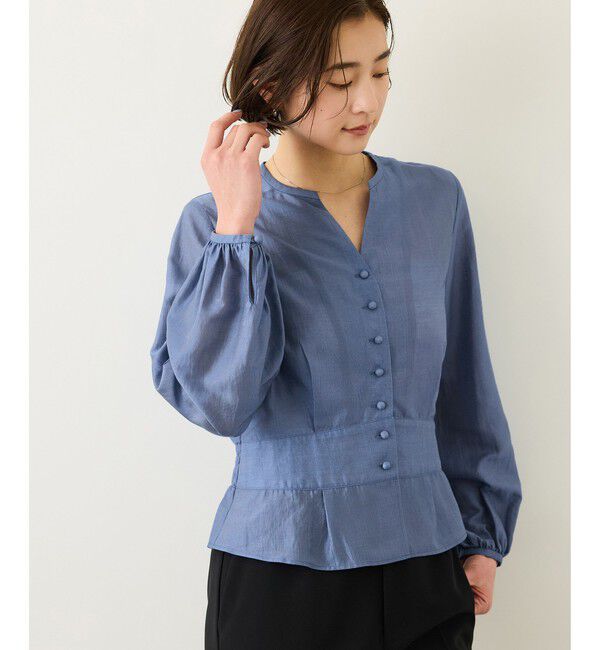 ROPE「カールマイヤーウエストタックペプラムブラウス/イージーケア」|シャツ・ブラウス|