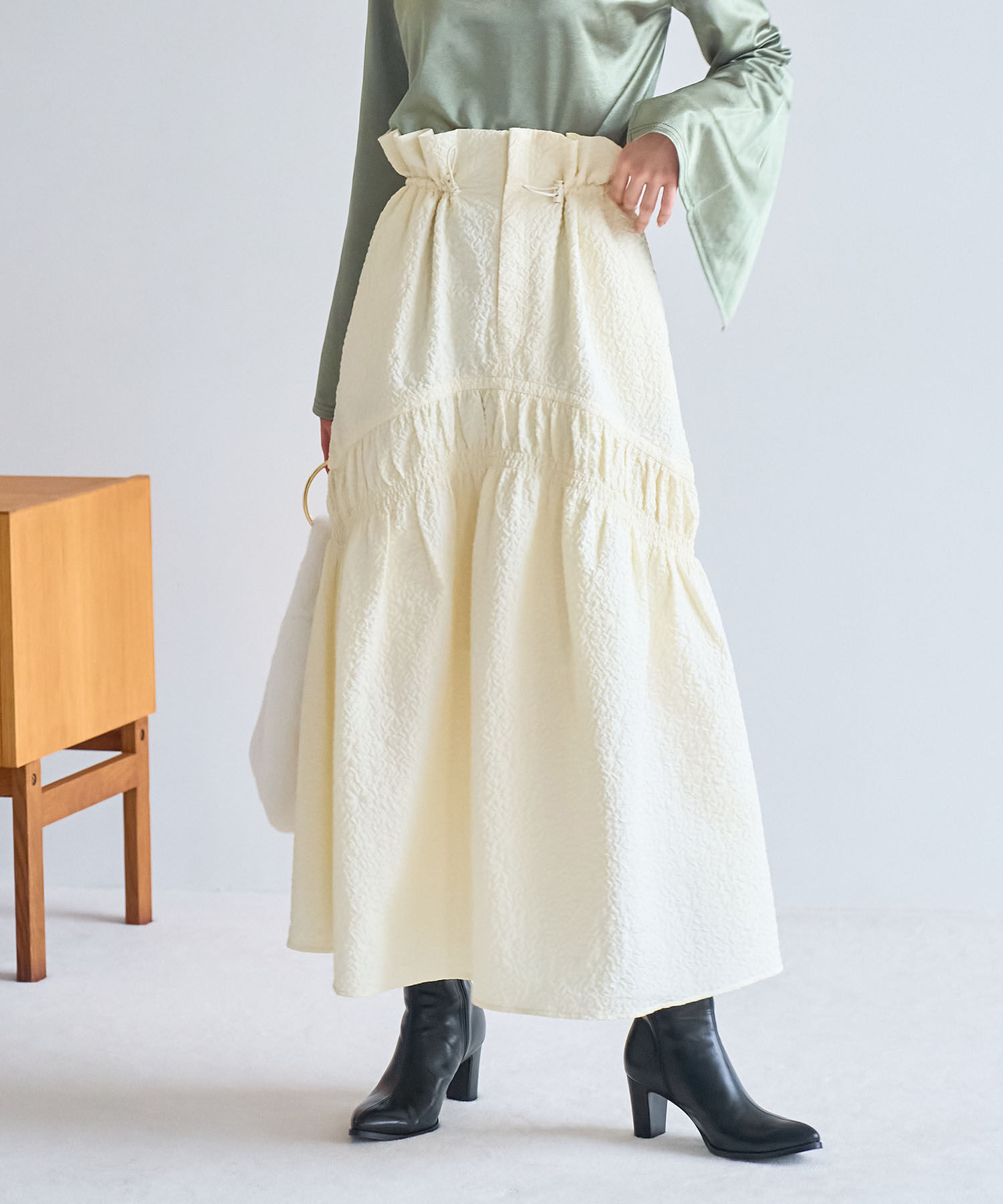 VIS「ぽこぽこドロストジャガードスカート」|スカート|