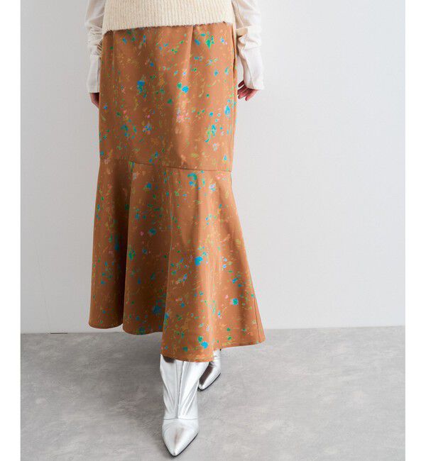 VIS「【洗える】ボカシフラワーアート柄マーメイドスカート」|スカート|