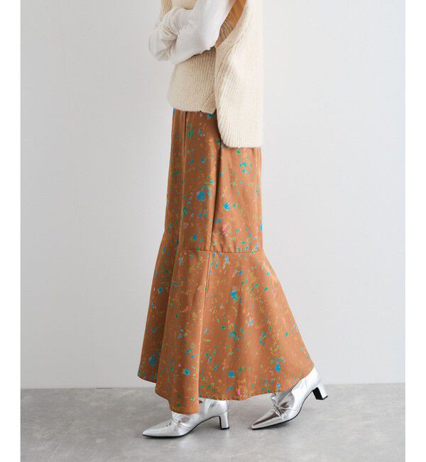 VIS「【洗える】ボカシフラワーアート柄マーメイドスカート」|スカート|
