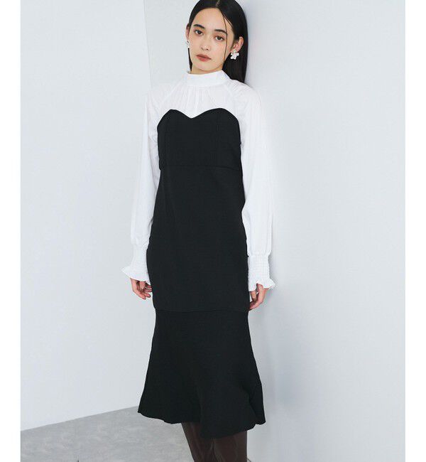 VIS「【VIS DRESS】バックリボンドッキングマーメイドワンピース」|ワンピース|ブラック(01)