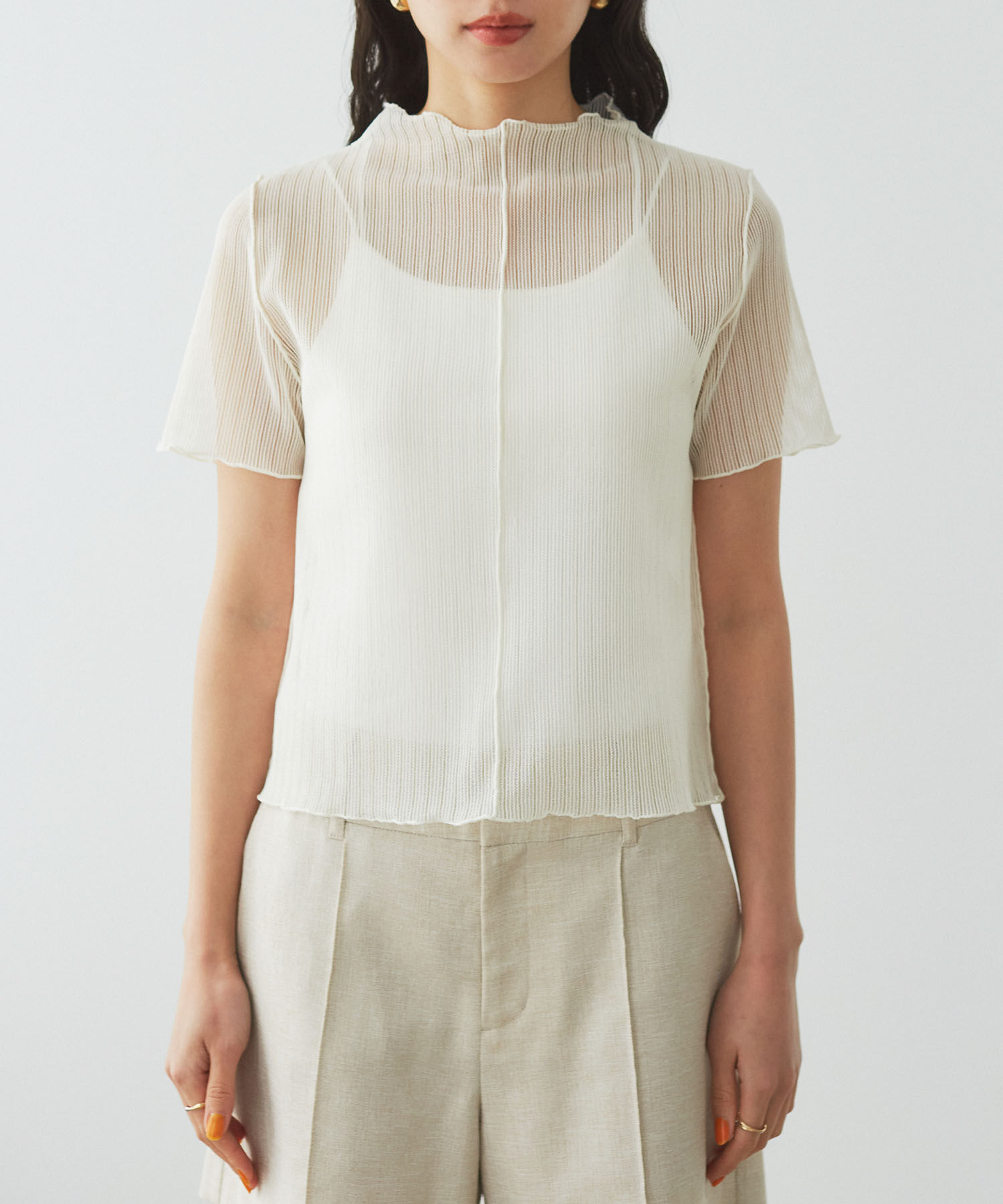 VIS「【洗える】シアーラッセルカットソー」|Tシャツ・カットソー|