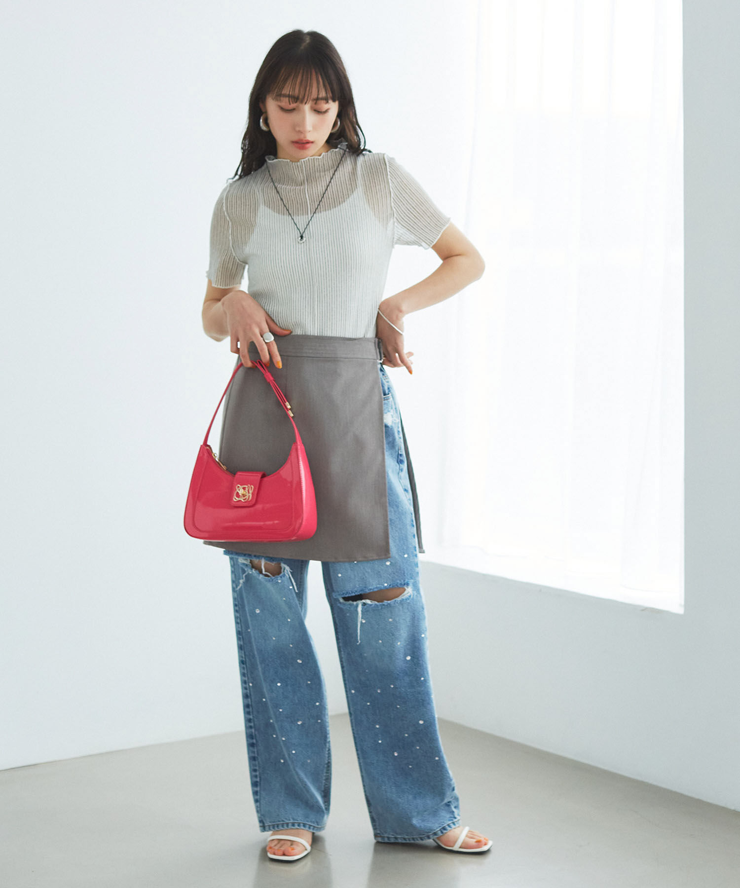 VIS「【洗える】シアーラッセルカットソー」|Tシャツ・カットソー|