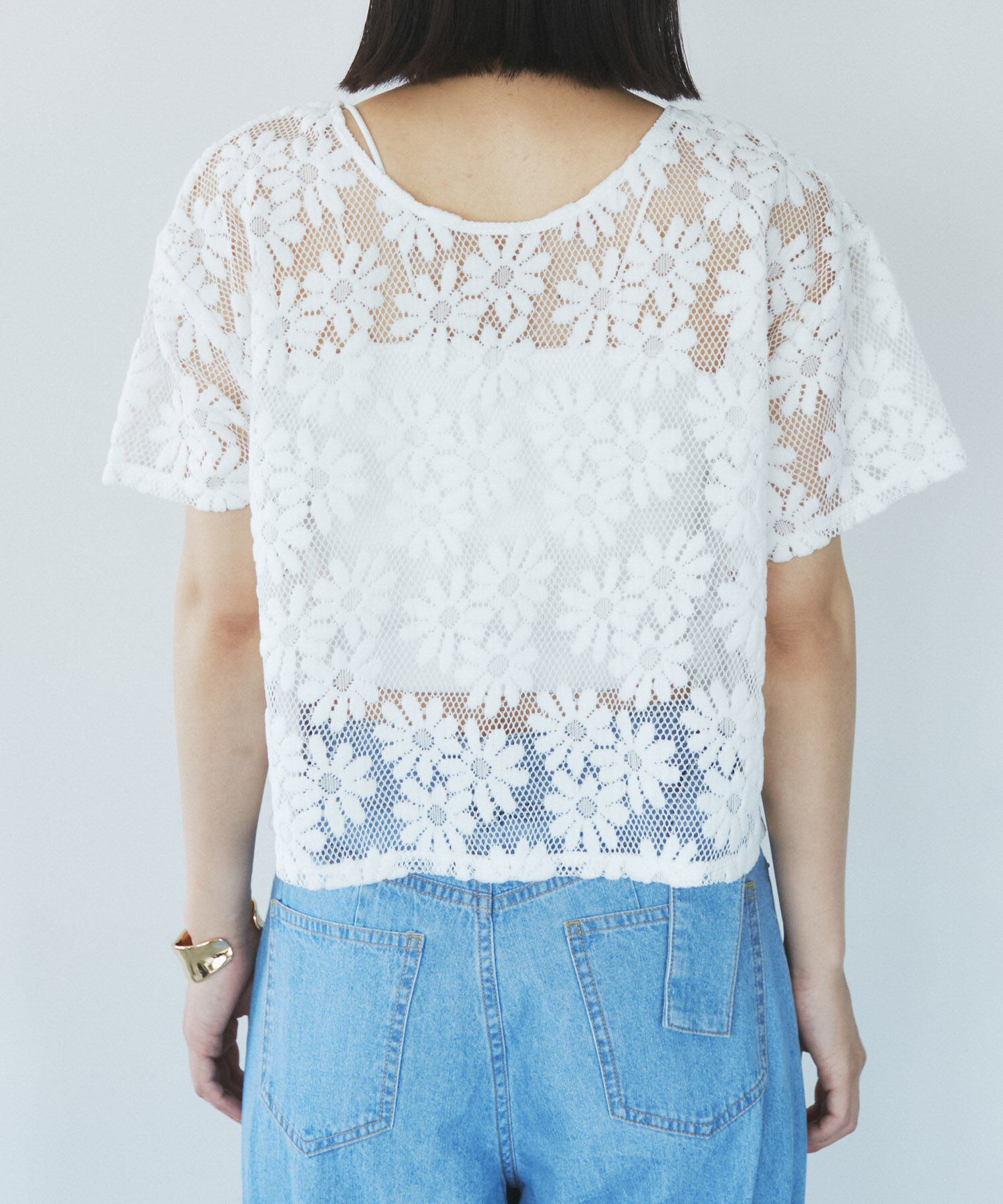 VIS「【前後2WAY】フラワーレースブラウス【洗える】」|シャツ・ブラウス|