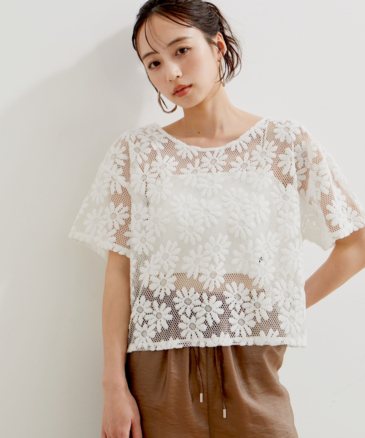 VIS「【前後2WAY】フラワーレースブラウス【洗える】」|シャツ・ブラウス|キナリ(16)