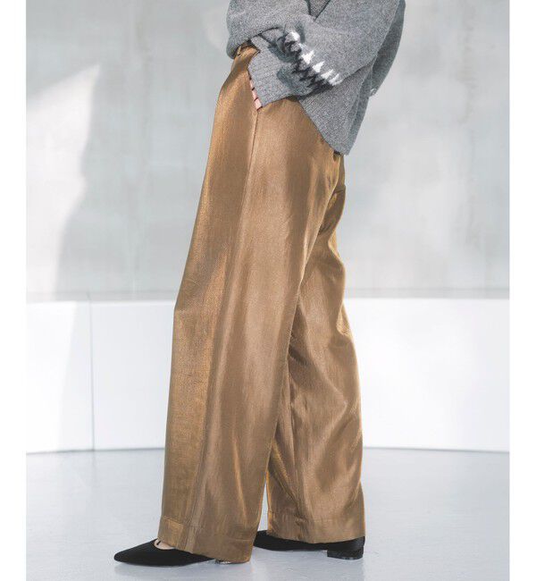 VIS「【洗える】シャイニーワンタックワイドパンツ」|チノ|