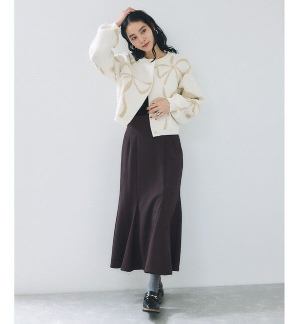 VIS「リボンモチーフジャガードカーディガン/イージーケア」|カーディガン|