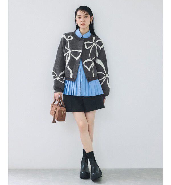 VIS「リボンモチーフジャガードカーディガン/イージーケア」|カーディガン|