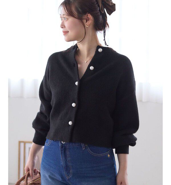 VIS「ハートアソートパール釦ラメミックスカーディガン/イージーケア・一部WEB限定カラー」|カーディガン|