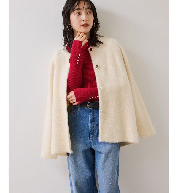 VIS「スリーブ釦アクセントリブニット/静電気防止」|ニット・セーター|