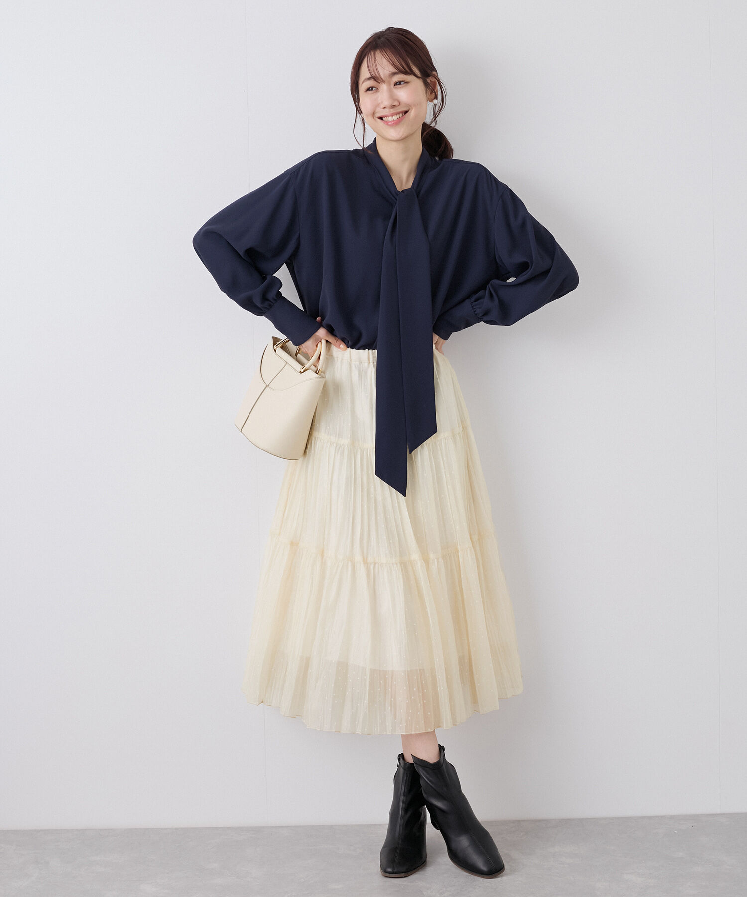 Rope&rsquo;Picnic「着丈が選べるペーパーライクドットティアードスカート」|スカート|