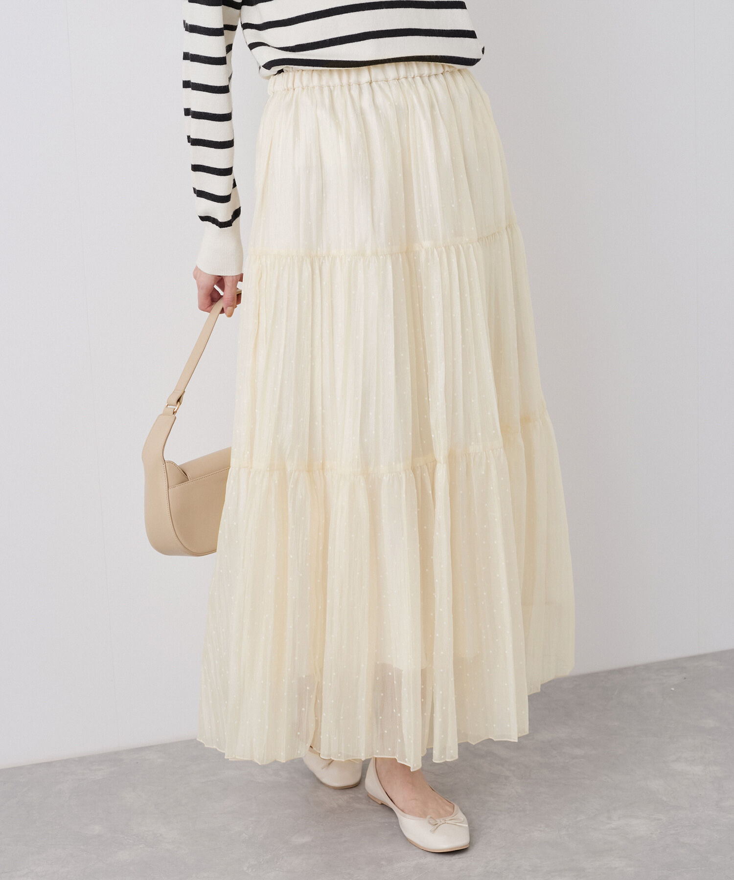 Rope&rsquo;Picnic「着丈が選べるペーパーライクドットティアードスカート」|スカート|