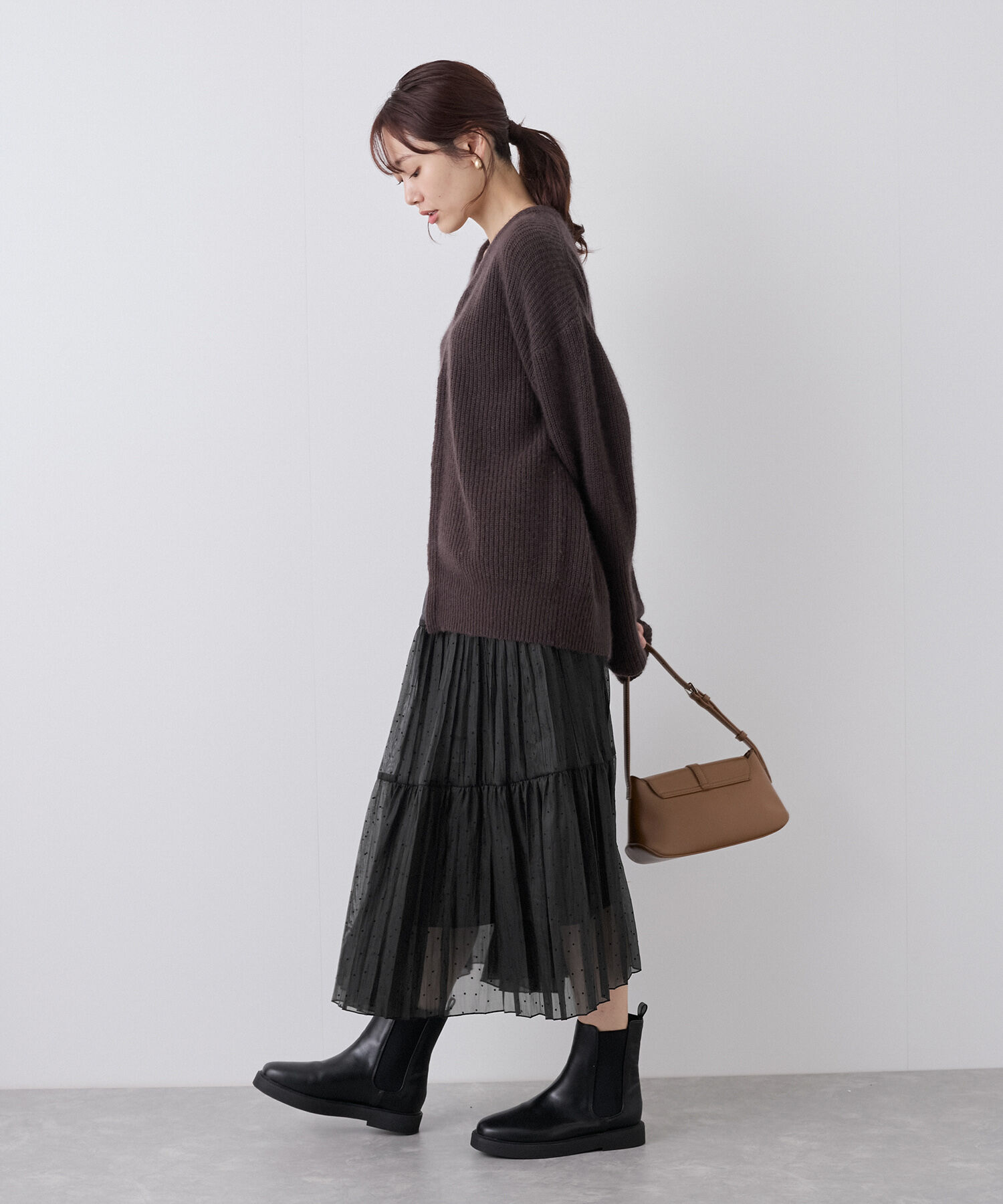 Rope&rsquo;Picnic「着丈が選べるペーパーライクドットティアードスカート」|スカート|