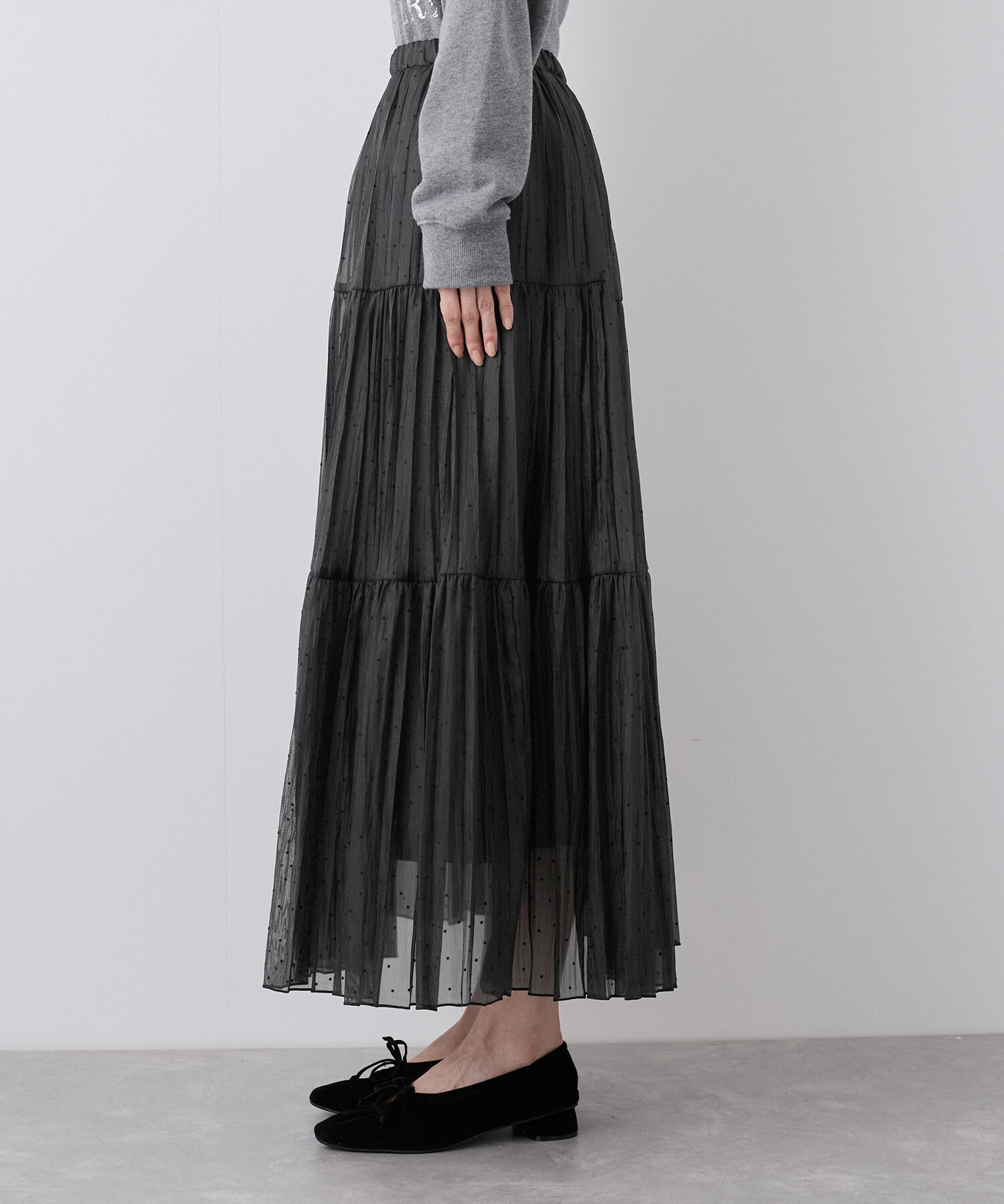 Rope&rsquo;Picnic「着丈が選べるペーパーライクドットティアードスカート」|スカート|