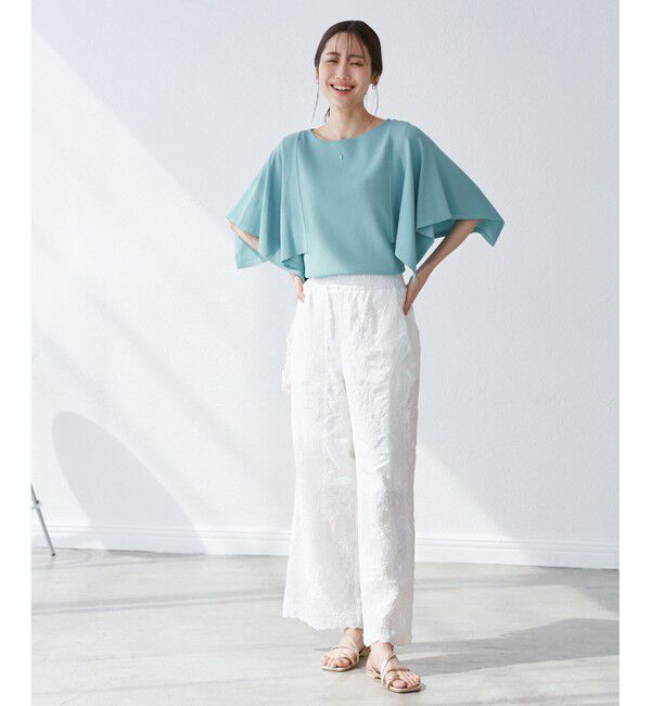 Rope&rsquo;Picnic「【UVカット・接触冷感・イージーケア】八方映えニット スカーフスリーブニットプルオーバー」|ニット・セーター|