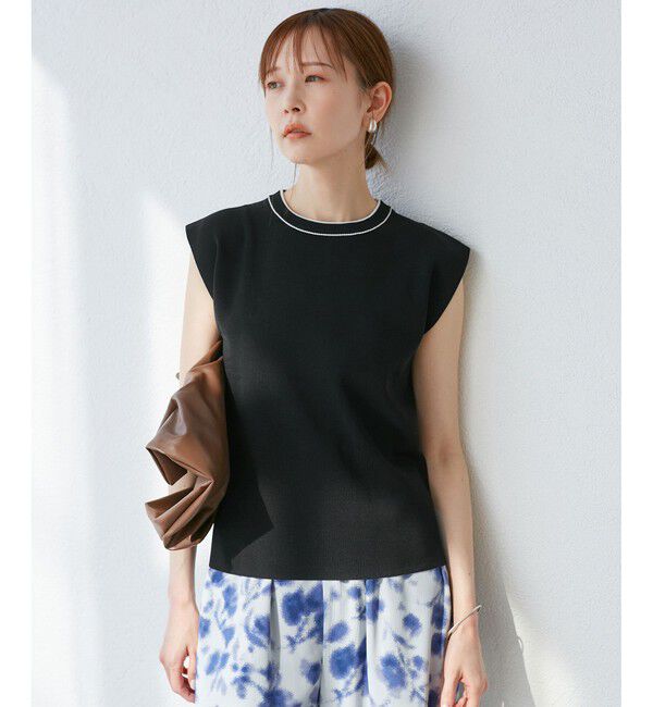 Rope&rsquo;Picnic「【UVカット・接触冷感・イージーケア】八方映えニット ゼロスリーブニットプルオーバー」|ニット・セーター|