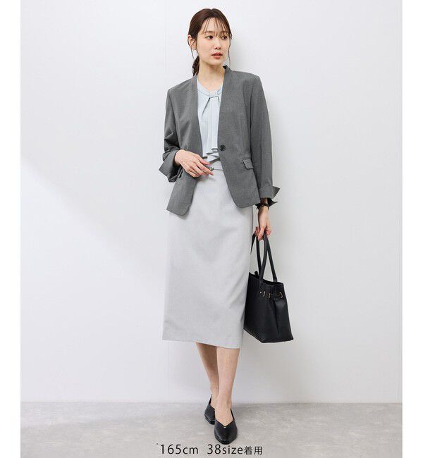 Rope&rsquo;Picnic「リネンライクシリーズ ドライタッチノーラペルジャケット/UVカット」|ノーカラージャケット|