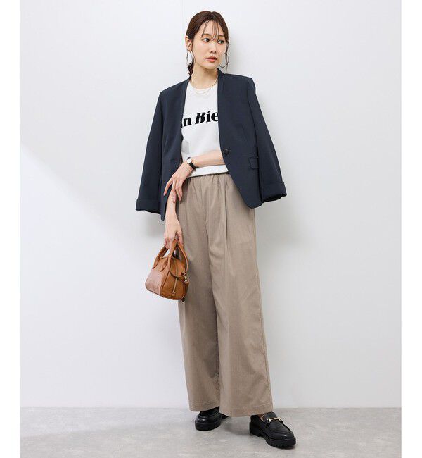 Rope&rsquo;Picnic「リネンライクシリーズ ドライタッチノーラペルジャケット/UVカット」|ノーカラージャケット|