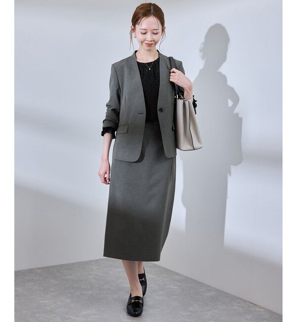 Rope&rsquo;Picnic「リネンライクシリーズ ドライタッチノーラペルジャケット/UVカット」|ノーカラージャケット|