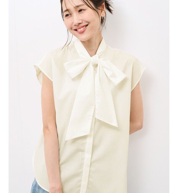 Rope&rsquo;Picnic「【防シワ】リボンフレンチスリーブシャツ」|シャツ・ブラウス|