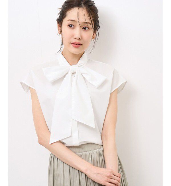 Rope&rsquo;Picnic「【防シワ】リボンフレンチスリーブシャツ」|シャツ・ブラウス|
