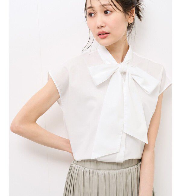 Rope&rsquo;Picnic「【防シワ】リボンフレンチスリーブシャツ」|シャツ・ブラウス|