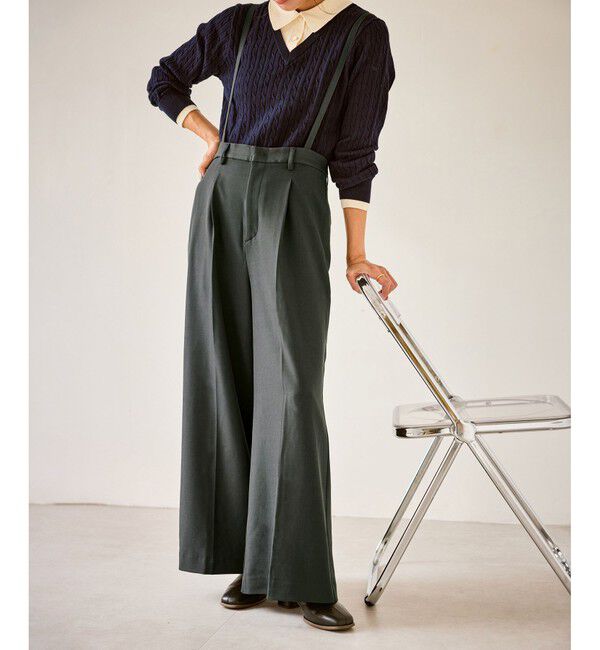 Rope&rsquo;Picnic「フレアシルエットサスペンダー付きパンツ」|チノ|