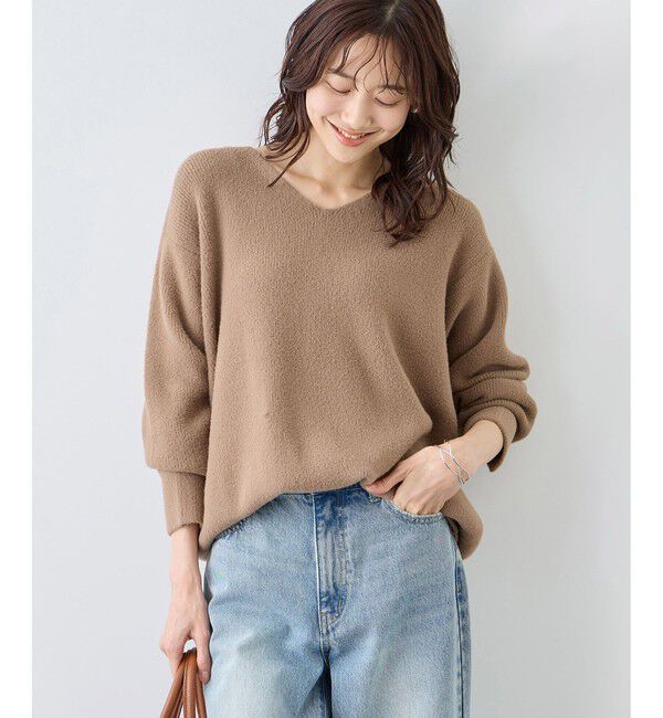 Rope&rsquo;Picnic「【新色追加】スフレニットシリーズ Vネックニットプルオーバー/イージーケア・リンクコーデ」|ニット・セーター|ベージュ(27)