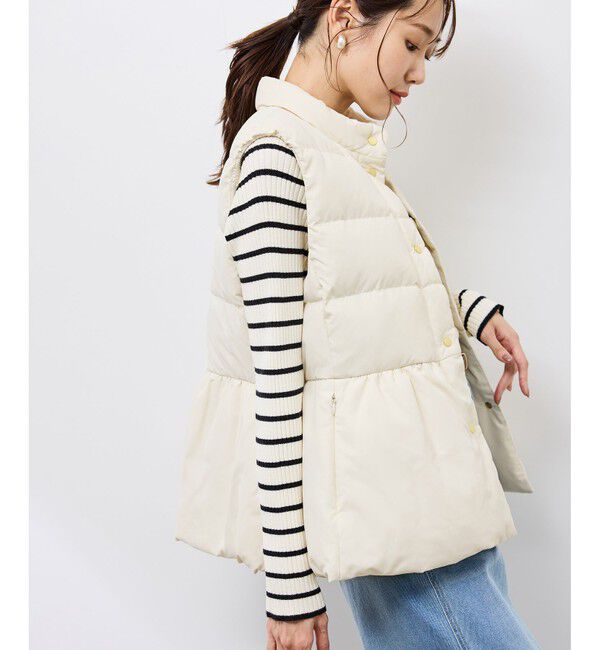Rope&rsquo;Picnic「【GREEN DOWN/グリーンダウン】ペプラムダウンベスト」|ダウンベスト・ベスト|オフホワイト(15)