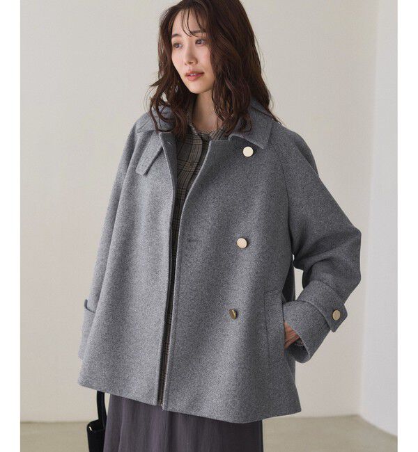 Rope&rsquo;Picnic「ジャージーメルトンシリーズ 金ボタンミドル丈コート/リンクコーデ」|その他|ライトグレー(08)