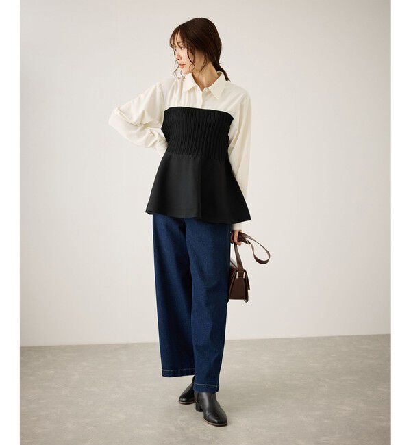 Rope&rsquo;Picnic「シャツドッキングペプラムニット」|シャツ・ブラウス|