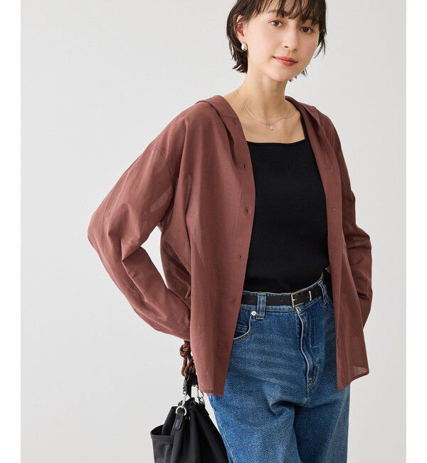 Rope&rsquo;Picnic「お着軽シャツシリーズ コットンボイルフーディーシャツ/接触冷感・通気性」|シャツ・ブラウス|