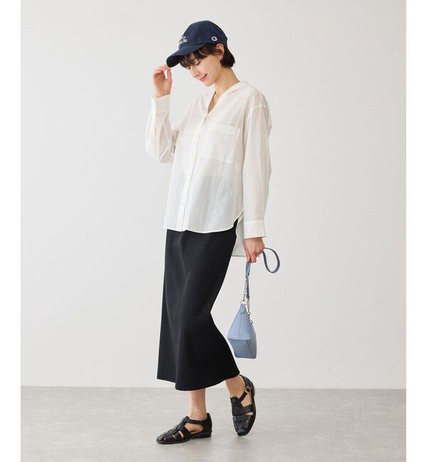 Rope&rsquo;Picnic「お着軽シャツシリーズ コットンボイルフーディーシャツ/接触冷感・通気性」|シャツ・ブラウス|