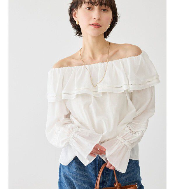 Rope&rsquo;Picnic「お着軽シャツシリーズ レース使い2WAYオフショルシアーブラウス/接触冷感・通気性」|シャツ・ブラウス|