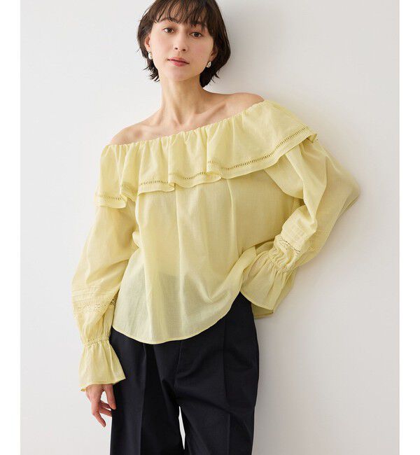 Rope&rsquo;Picnic「お着軽シャツシリーズ レース使い2WAYオフショルシアーブラウス/接触冷感・通気性」|シャツ・ブラウス|