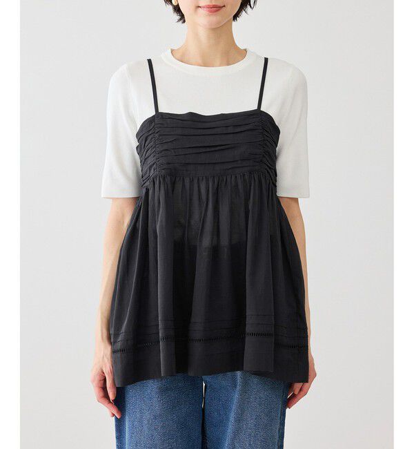 Rope&rsquo;Picnic「お着軽シャツシリーズ シアーレイヤードキャミソールブラウス/接触冷感・通気性」|シャツ・ブラウス|